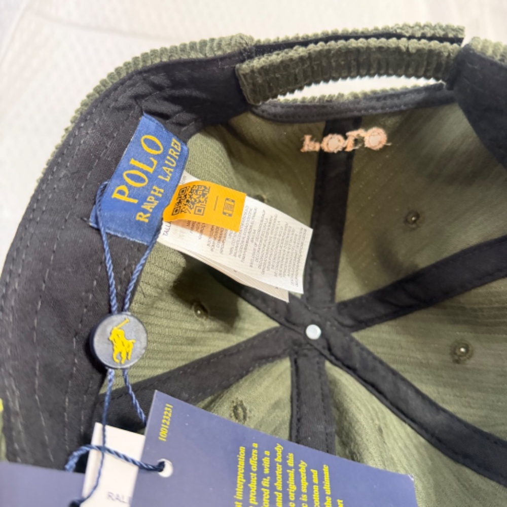 AUTHENTIC VINTAGE MEN'S POLO RALPH LAUREN GREEN CORDUROY CAP M/L EXCELLENT - Picture 4 of 5